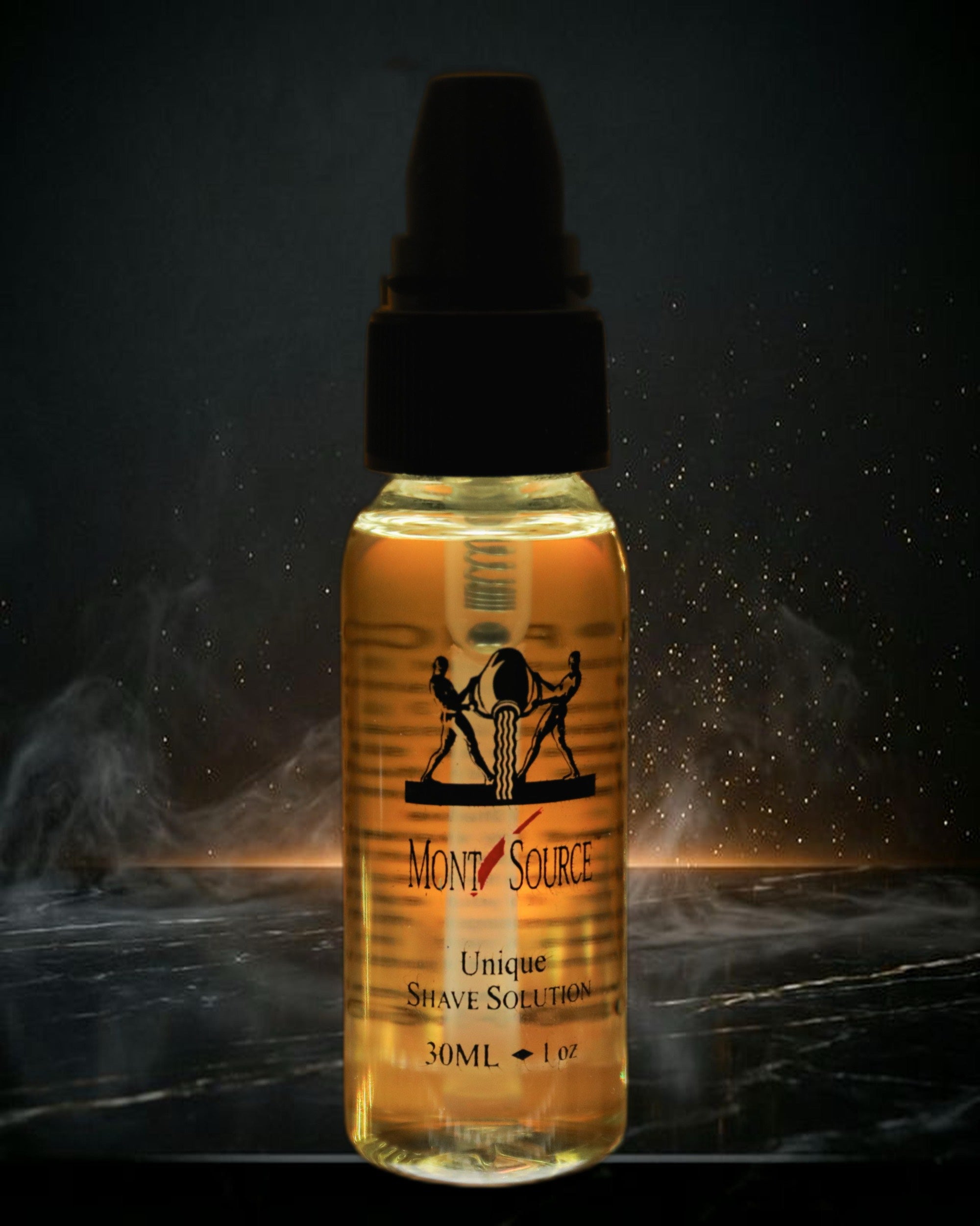 MontSource Unique Shave Solution on warm golden background